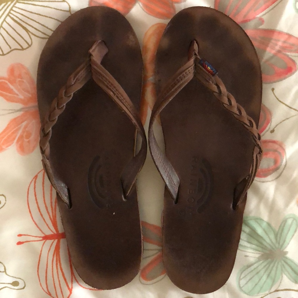 Rainbow flip flops